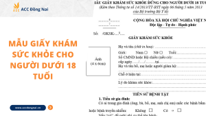 Mẫu giấy khám sức khỏe cho người dưới 18 tuổi