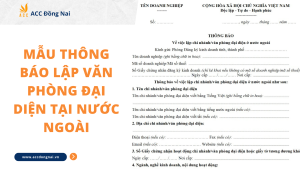 Mẫu thông báo lập văn phòng đại diện tại nước ngoài