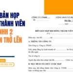 Mẫu biên bản họp hội đồng thành viên công ty TNHH 2 thành viên trở lên