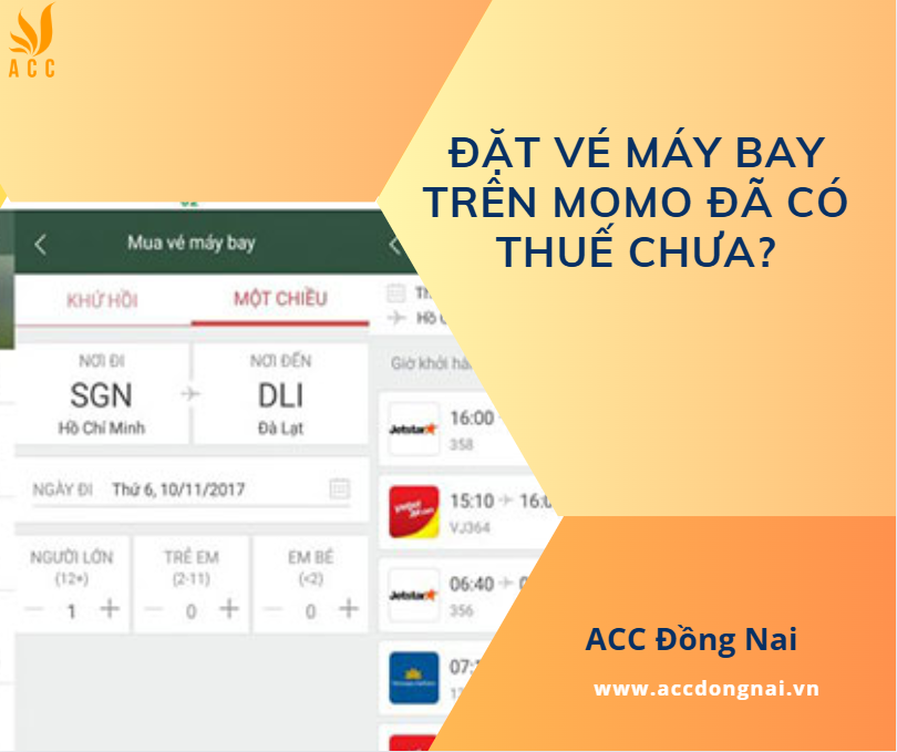 Đặt vé máy bay trên Momo đã có thuế chưa?