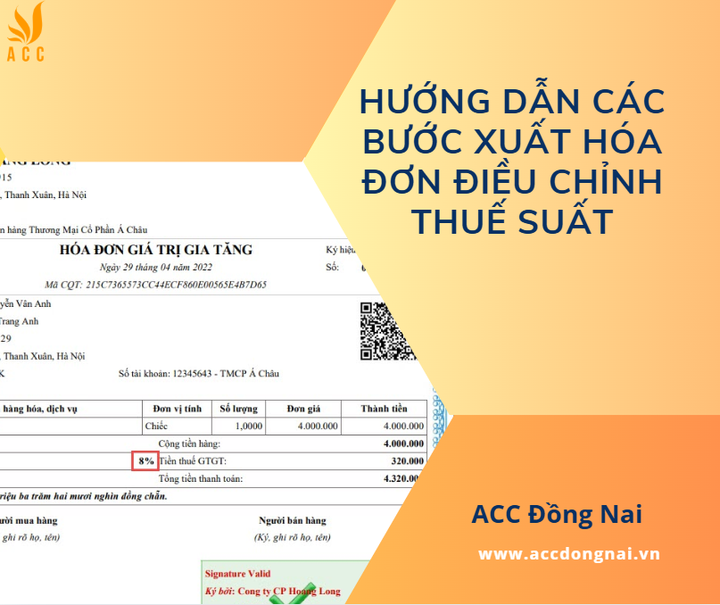 Hướng dẫn các bước xuất hóa đơn điều chỉnh thuế suất