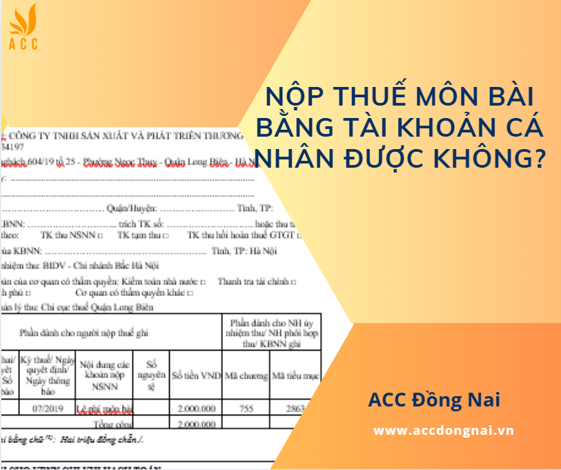 Nộp thuế môn bài bằng tài khoản cá nhân