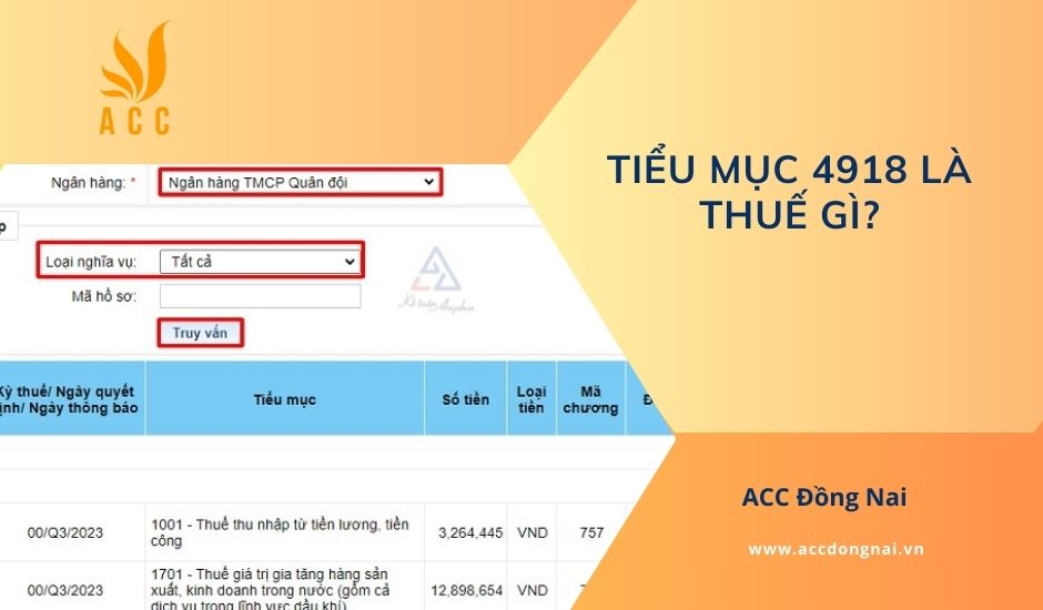 Tiểu mục 4918 là thuế gì?